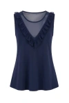 Conquista Women's Blue Tulle Detail Top In Blue