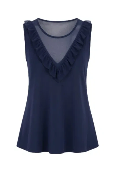 Conquista Women's Blue Tulle Detail Top