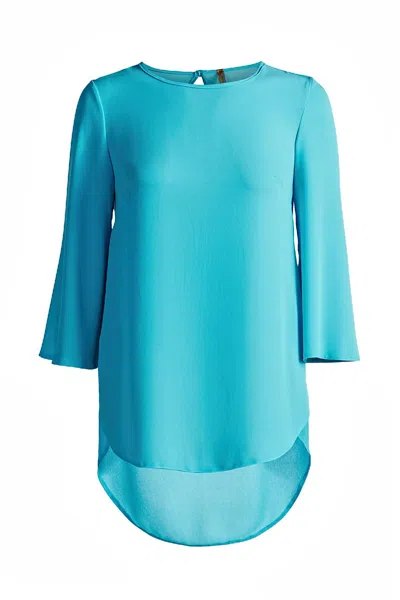 Conquista Women's Blue Tunic With Bell Sleeves