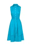 CONQUISTA WOMEN'S BLUE TURQUOISE BUTTON DETAIL  DRESS