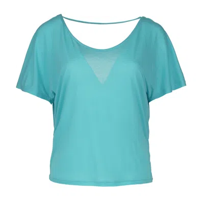 Conquista Women's Blue Turquoise Drape Back Top