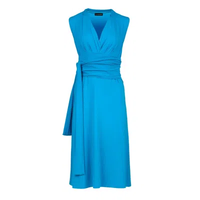 Conquista Women's Blue Turquoise Jersey Empire Line Dress