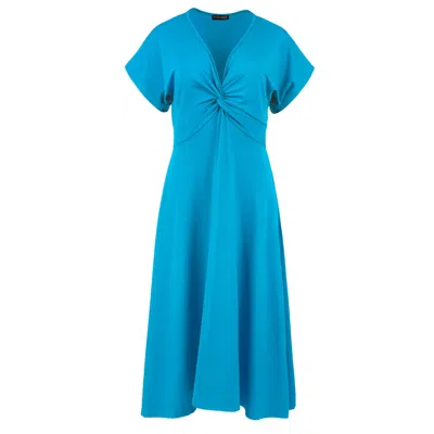 Conquista Women's Blue Turquoise Knot Detail Midi Dress
