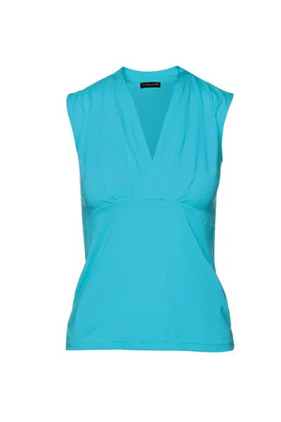 Conquista Women's Blue Turquoise Sleeveless Cotton Jersey Top
