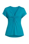 Conquista Women's Blue Twist Front  Turquoise Jersey Top –