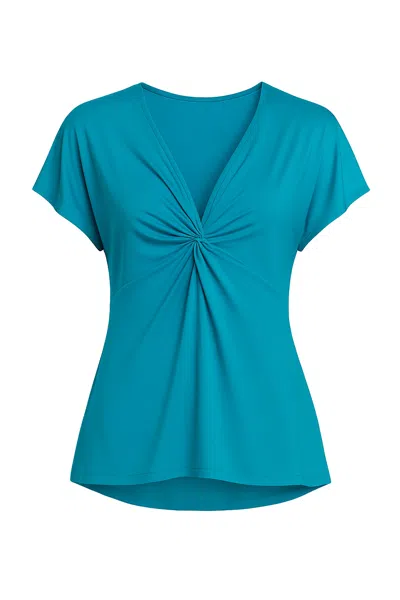 Conquista Women's Blue Twist Front  Turquoise Jersey Top –