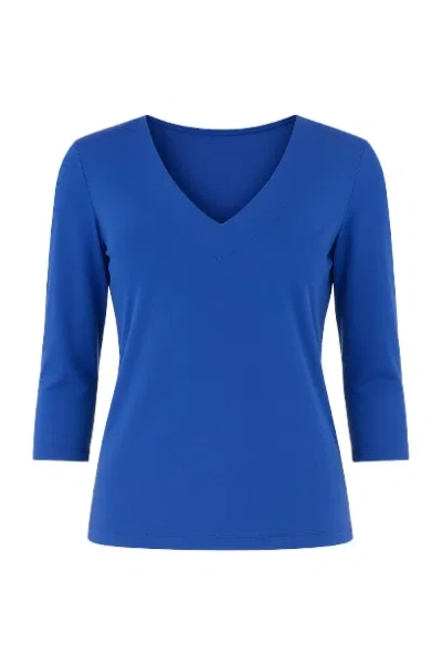Conquista Women's Blue V Neck Long Sleeved Top