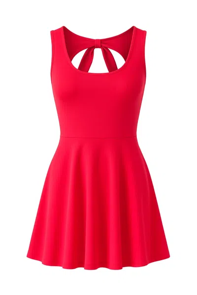 Conquista Women's Bow Detail Skater Dress Red