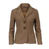 Conquista Women's Brown 100% Cotton Checked Fitted Blazer