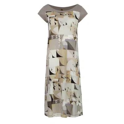 Conquista Women's Brown A Line Geometric Print Dress