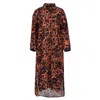 Conquista Women's Brown Animal Print Midi Dress With Side Slits In Brown