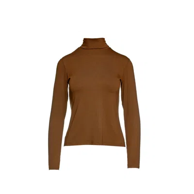 Conquista Women's Brown Biscuit Colour Long Sleeve Polo Neck Jumper