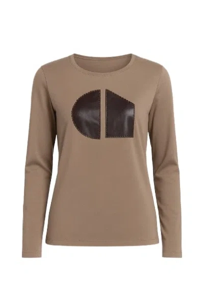 Conquista Women's Brown C' Logo Long Sleeve Top Camel