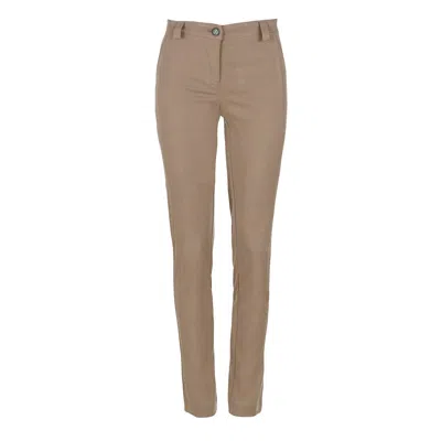 Conquista Women's Brown Camel Fitted Full Length Pants