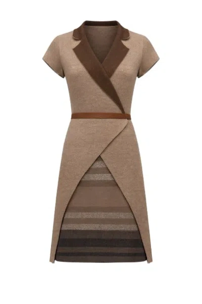 Conquista Women's Brown Cap Sleeve Dress In Two Fabrics
