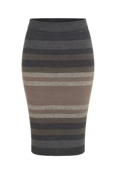 Conquista Women's Brown Chic Striped Skirt In Gray