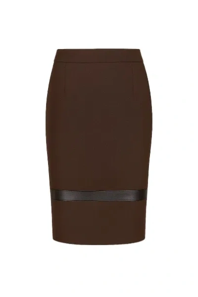 Conquista Women's Brown Classic Straight Skirt