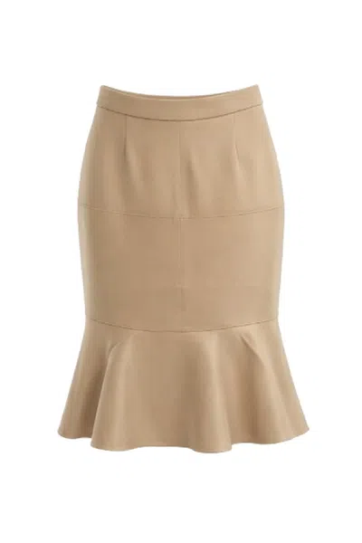 Conquista Women's Brown Elegant Flared Hem Midi Skirt