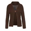 Conquista Women's Brown Fitted Knit Cardigan With One Button Fastening In Brown