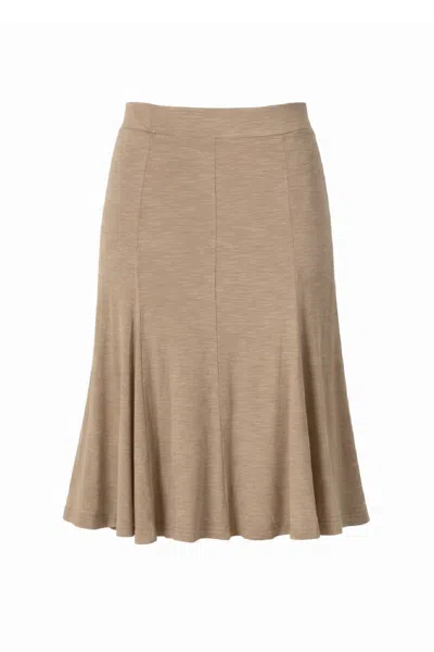 Conquista Women's Brown Flared Midi Skirt With Soft Stretch Finish