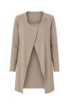 Conquista Women's Brown Long Relaxed Asymmetric Stretch Jersey Cardigan In Brown
