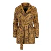 Conquista Women's Brown Print Alcantara-look Jacket With Belt In Brown