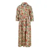 CONQUISTA WOMEN'S BROWN PRINT POPLIN STYLE MIDI DRESS