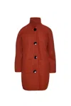 Conquista Women's Brown / Red Faux Mouflon Brick Red Coat By  Fashion In Brown/red