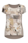 Conquista Women's Brown Short Sleeved Geometric Print Top In Brown