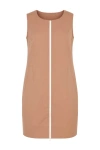 Conquista Women's Brown Sleeveless Sack Dress In Woven Fabric In Brown