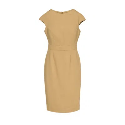 Conquista Women's Brown Solid Colour Dress With Cap Sleeves Camel Color.