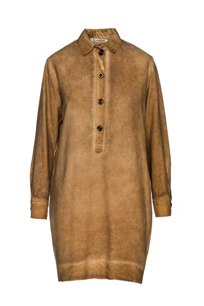 Conquista Women's Brown Tencel Taupe Shirt Dress