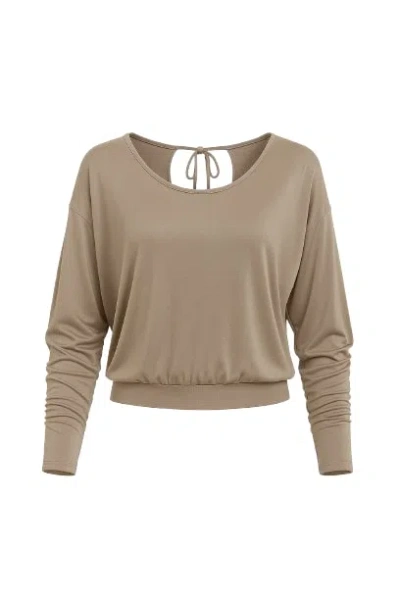 Conquista Women's Brown Tie Back Top In Iron In Gray