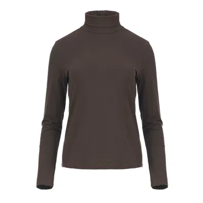 Conquista Women's Brown Turtle Neck Top In Sustainable Fabric