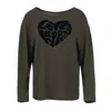 Conquista Women's Brown Wool Blend Batwing Sleeve Top With Flock Motif In Brown