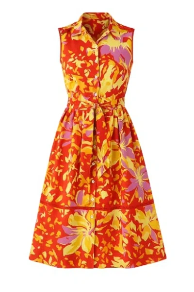 Conquista Women's Button Detail Multicoloured Print Dress In Red