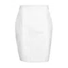 Conquista Women's Chic White Cotton-elastane Pencil Skirt With Decorative Stitching & Hidden Zipper In White