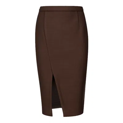 Conquista Women's Chocolate Brown Colour Faux Mouflon Pencil Skirt
