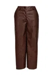 Conquista Women's Chocolate Brown Faux Leather Culottes In Brown