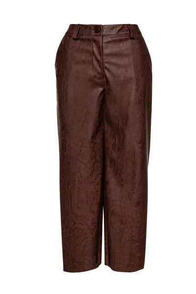Conquista Women's Chocolate Brown Faux Leather Culottes