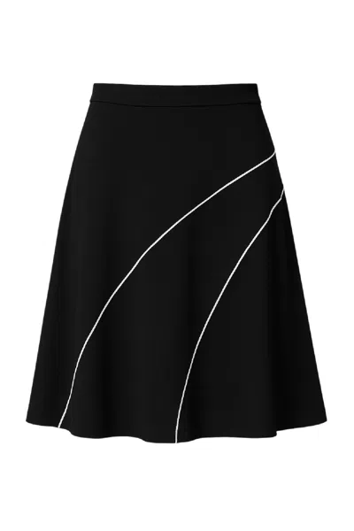 Conquista Women's Classic Black A-line Skirt With Contrast Piping — Modern, Versatile & Elegantly Minimalist