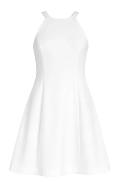 Conquista Women's Classic White Cotton-blend Gabardine A-line Dress With Stretch