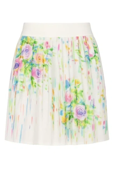 Conquista Women's Cotton Pleated Printed Skirt
