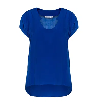 Conquista Women's Dark Blue Cap Sleeve Top