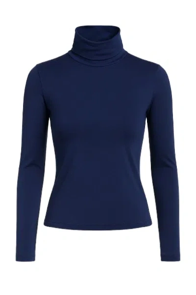 Conquista Women's Dark Blue Turtle Neck Top By