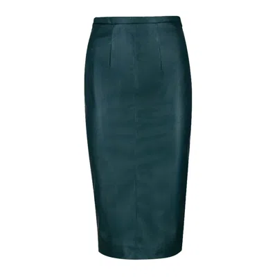 Conquista Women's Dark Green Faux Leather High Waist Pencil Skirt