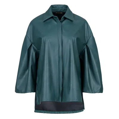 Conquista Women's Dark Green Faux Leather Jacket