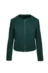 Conquista Women's Dark Green Faux Mouflon Winter Jacket In Green