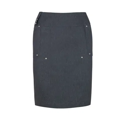 Conquista Women's Dark Grey Denim Style Pencil Skirt With Rhinestone Detail In Gray