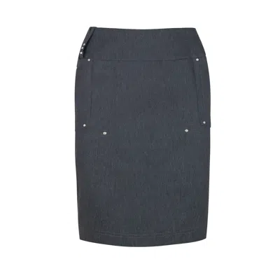 Conquista Women's Dark Grey Denim Style Pencil Skirt With Rhinestone Detail